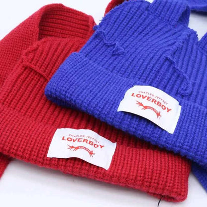 Long fox Ears Knitted Hat Men Women Rabbit Ear Warm Crochet Beanies Kpop Hip Hop Hat Winter Skullies Cap Y2k Christmas Gifty