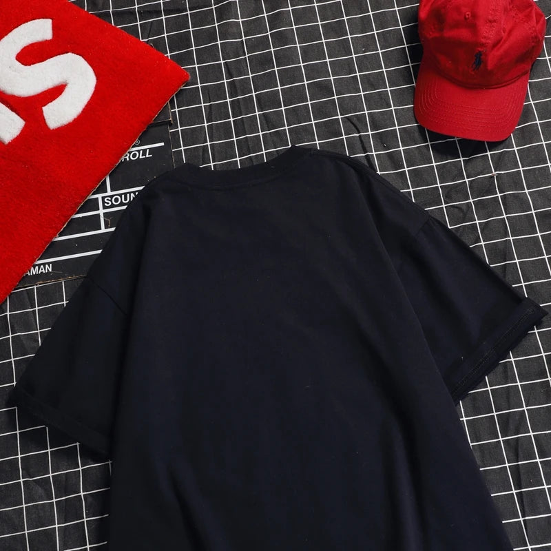 Oversized chubby girl European product heavy diamond embossed cartoon girl top, mid-length loose women's short-sleeved T-shirt SS69