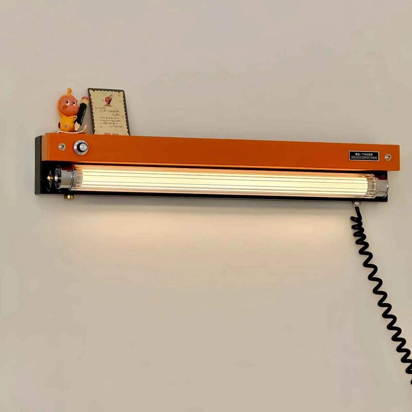 Bauhaus Retro Wall Lamp Vintage Industrial Orange Sconce No Wiring Needed LED Wall Light For Bedroom Study Room Sideboard Cafe