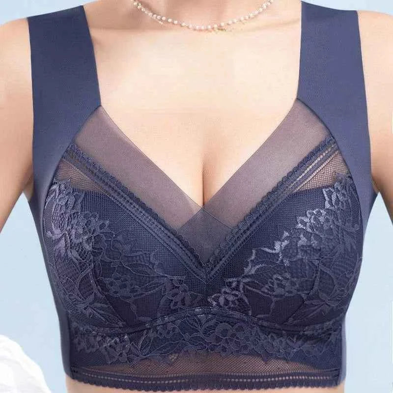 L-6L Women Large Bra Push Up Ice Silk Seamless Upper Bralette Lace Wireless Summer Bras Top Lingerie Underwear Brasieres Mujeres