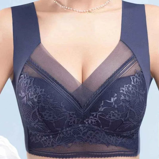 L-6L Women Large Bra Push Up Ice Silk Seamless Upper Bralette Lace Wireless Summer Bras Top Lingerie Underwear Brasieres Mujeres