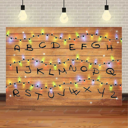 American TV Stranger Theme Background Lights Alphabet Episode Series Vinyl Banner Party Decoration Supplies Photo Prop Baby Gift