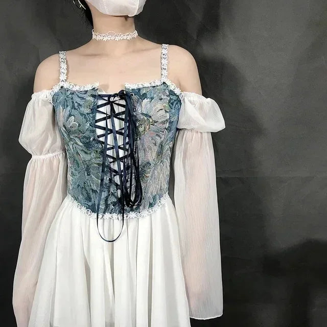 Sexy Lolita Corset Shaper Ladies Slimming Bandage Corsets Underbust Bustier Top Women Lingerie Elegant Streetwear Clothes Blusas SS69 34.69 4-21738 blue / M