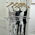 Women's Vintage Tie-dye Printed Mesh Spaghetti Strap Camisole Hot Girl Irregular Ruffled Ribbon Sleeveless Top Partyclub 1185