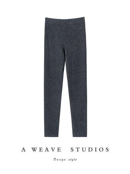 CHICUU Women 100% Cashmere Legging elasticity Slim Pants Autumn Winter Thick Basic Leggings Soft Warm Cashmere Knitwear SS69 106.69 Dark Grey / M