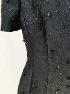 HIGH STREET Newest 2024 Designer Fashion Stylish Dress Women's Beaded Floral Jacquard Trimmed Dress