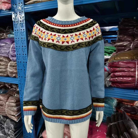 Spring Knitted Women's Sweater O-neck Long Sleeve Casual Loose Sweater Elegant Trendy Print Female Winter Fashion Ladies Clothes