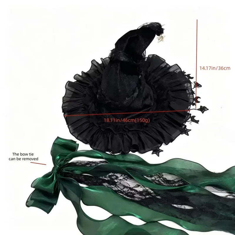 Fashion Halloween Witch Hat Gothic Dark Wizard Cap Lolita Cosplay Accessories Costume Headwear Party Photo Prop Festival Gift