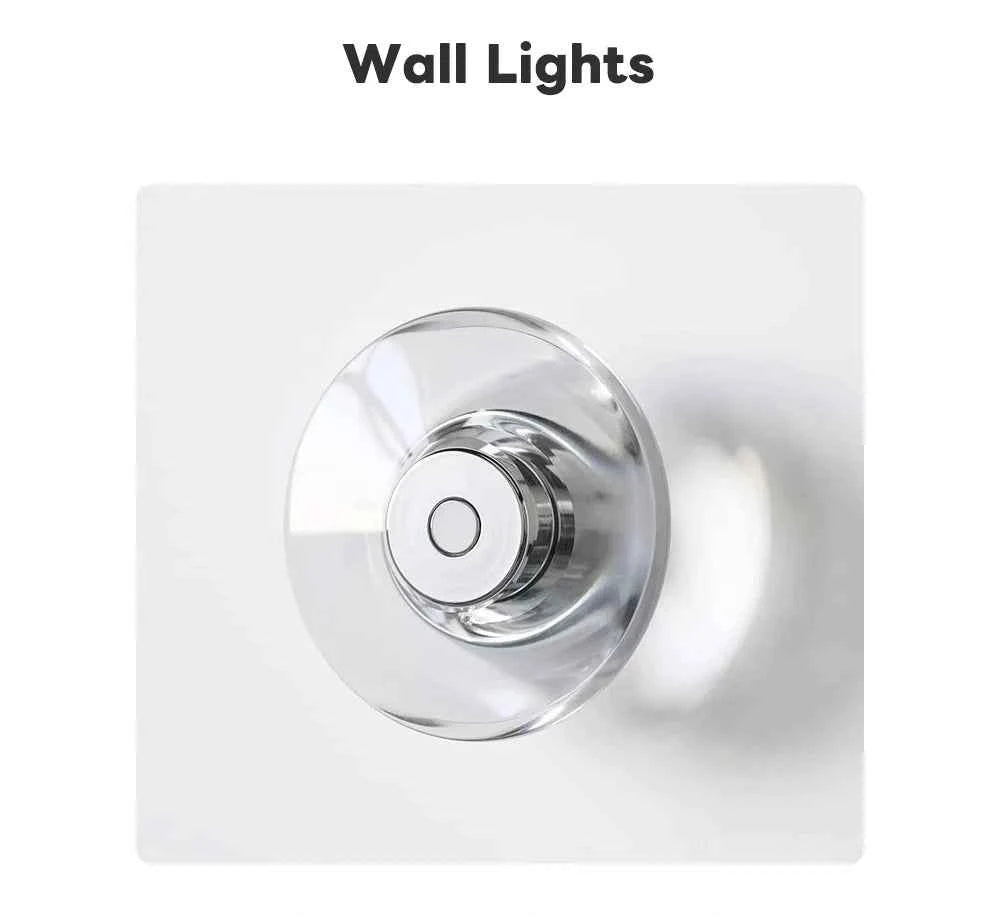 Modern Round Crystal Bedside Lamp Bedroom Living Room Italian LED Sconce Minimalist Art Circular Corridor Mirror Wall Lights