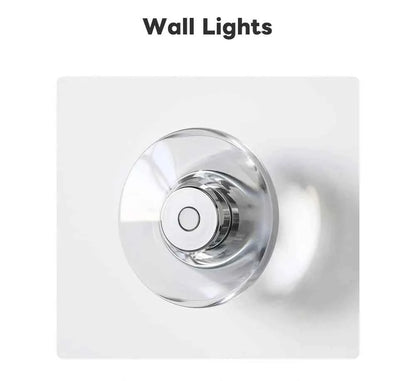 Modern Round Crystal Bedside Lamp Bedroom Living Room Italian LED Sconce Minimalist Art Circular Corridor Mirror Wall Lights