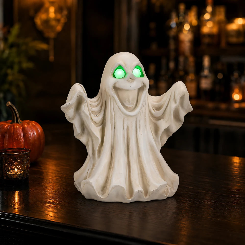Halloween Pumpkin Candy Bowl with Witch Hat, Light Up Jack O Lantern Decoration, Spooky Tabletop Storage Container for Home Party Decor