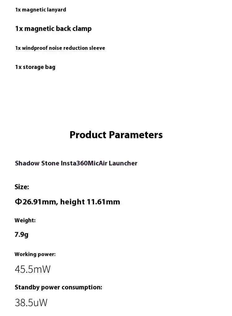 Insta360 X5 Mic Air Transmitter 48khz High-Quality Noise Reduction Compatibility Flow 2 Pro Custom  Recording Upport One-Click