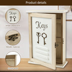 Wooden Wall Key Holder Cabinet with 6 Hooks