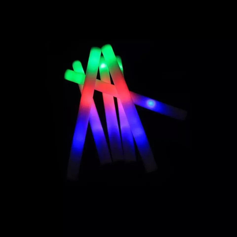 jianyana 100Pcs LED Foam Glow Sticks RGB Light Up Cheer Tubes for Parties