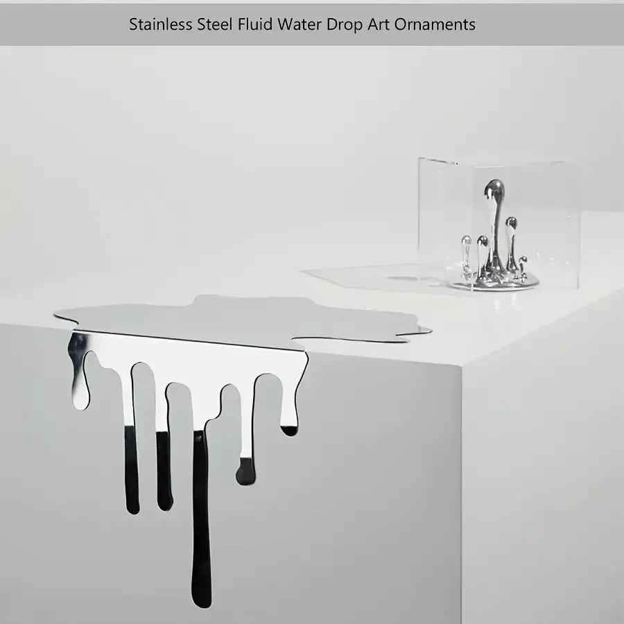 Minimalism Stainless Steel Flowing Water Droplet Decoration Reflective Surface Artwork Desktop Decoration Home Decoration