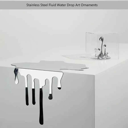 Minimalism Stainless Steel Flowing Water Droplet Decoration Reflective Surface Artwork Desktop Decoration Home Decoration
