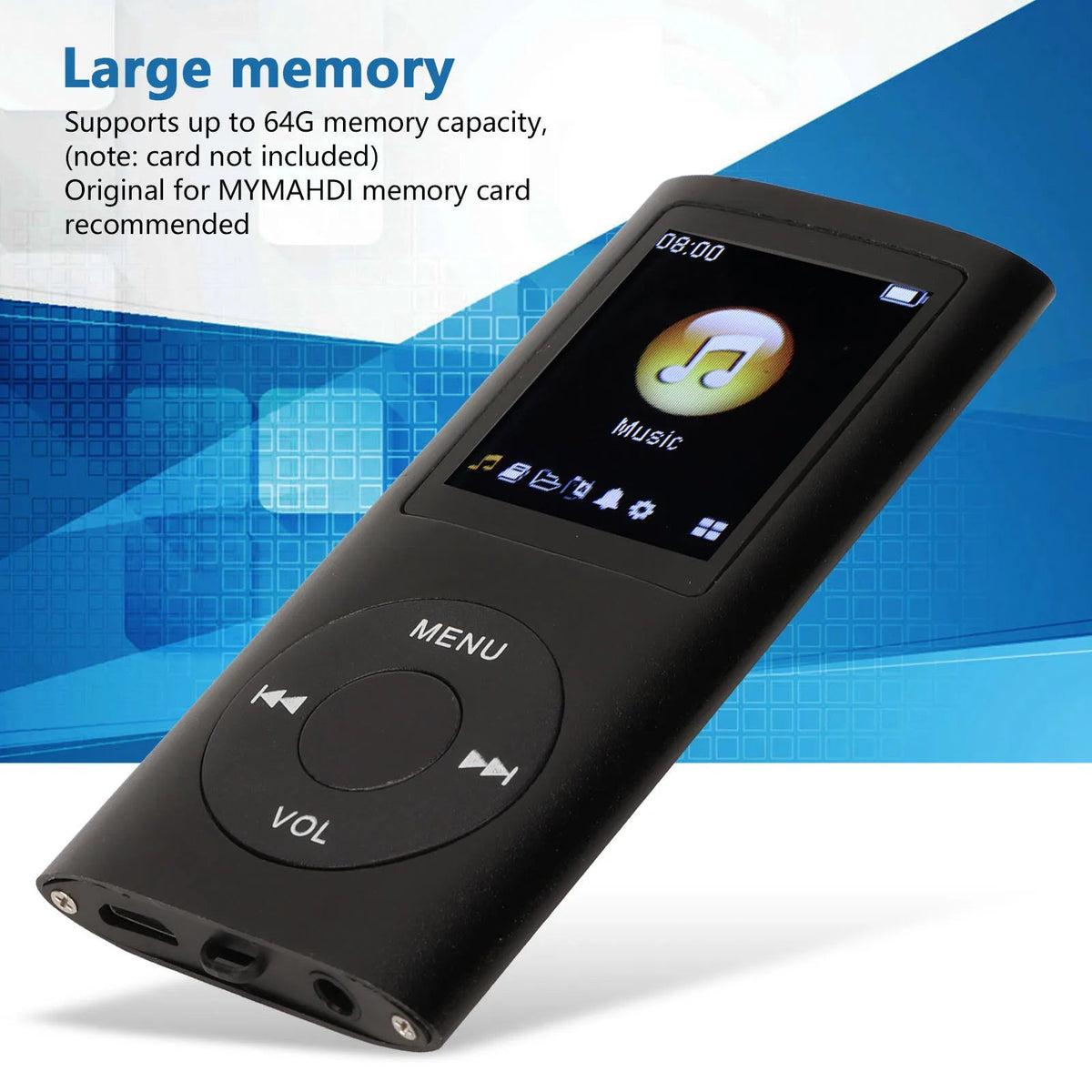 MP3 Player Stylish Multifunctional Lossless Sound Slim 1.8 Inch LCD Screen Portable MP3 Music Player SS69