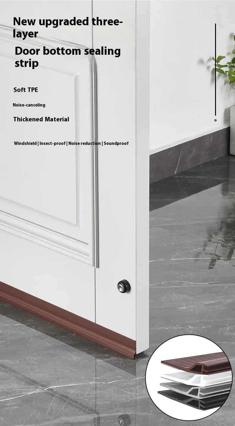 1M TPE Door Bottom Gap Sealing Strip Self-adhesive 3-layer Windproof Anti-Cold Noise Reduction Wearproof Window Weather Strip