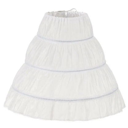 Girls A-Line Petticoat Skirt, 3-Hoop White Polyester Ball Gown Underskirt