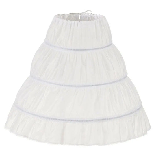 Girls A-Line Petticoat Skirt, 3-Hoop White Polyester Ball Gown Underskirt