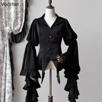 Japanese Vintage Elegant Lolita Shirt Women Victorian Gothic Flare Sleeve Blouses Female Y2k Aesthetic Casual Retro Tops Blusas SS69 51.69 black / XL