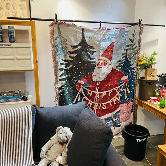 Xmas Blankets Merry Christmas Santa Claus Decoration Throw Blanket Home Sofa Cover Festive Atmosphere Tapestry Dropshipping