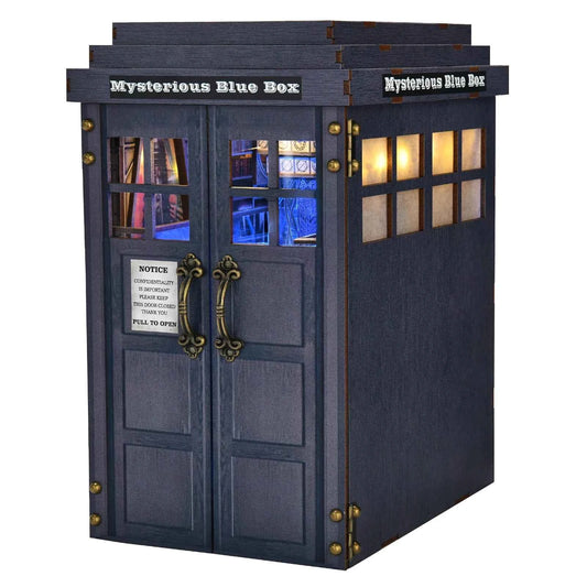 Book Nook Kit Mysterious Telephone Booth DIY Wooden Puzzle Handmade Bookshelf Dollhouse Model Bookend Building Home Decoration
