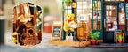 Robotime Rolife DIY Miniature House Kit Tipsy Restaurant Desk Bookshelf Decoration for Adults Gift Idea For Girls Boys Kids