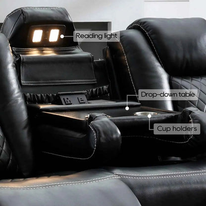 TODRANI Power Reclining Sofa 0 Gravity w/ Wireless Charger,LED Floor Lights,Reading Light, Drop-down Table USB/Type-C Port(070)