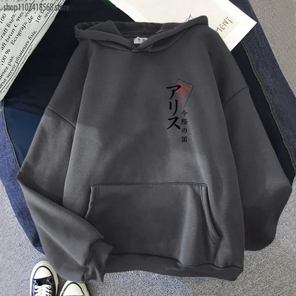 Arisu Seven of Heart Hoodie Anime Alice In Borderland Sweatshirt Spring/Autumn Winter Clothes Harajuku Pullover Men Graphic Tops SS69 24.69 Dark Gray / L