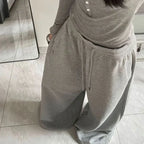 BiggOrange Women's High-Waist Wide-Leg Sweatpants - Black