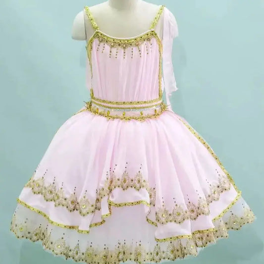 Professional Women's Ballet Tutu Costume with 3D Applique and Rhinestones