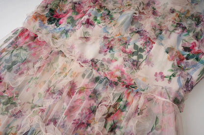 JAMERARY Fashion Floral Print Long Sleeve Maxi Dress For Women Summer Autumn Clothes Layers Ruffles Cake Dresses Evening SS69