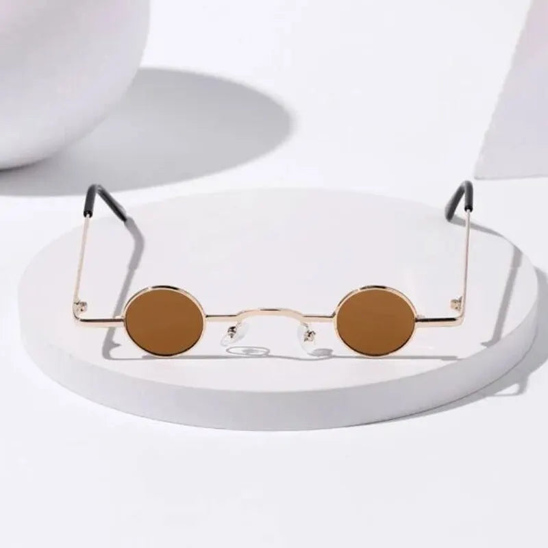 Vintage Rock Punk Man Sunglasses Classic Small Round Sunglasses Women Wide Bridge Metal Frame Black Lens Driving Eyewear SS69