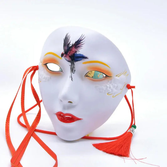 SS69 Ancient Style Full Face Mask, White Retro Hanfu Costume Prop for Adults