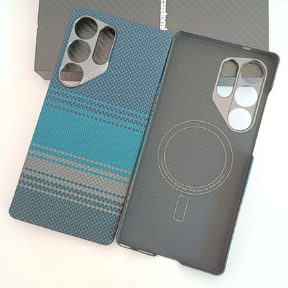 Genuine Aramid Carbon Fiber Magsafe Case For Samsung Galaxy S25 Ultra Matte Sunset Moonrise Bulletproof Magnetic Hard Thin Cover SS69 52.69 Moonrise / For Galaxy S25 Ultra