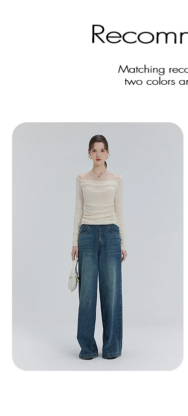 EGGKA Autumn One-shoulder Halter Neck Knitted Tops Women Slim Designer T-Shirts Slash Neck Long Sleeve Tops Korean Fashion Tees SS69