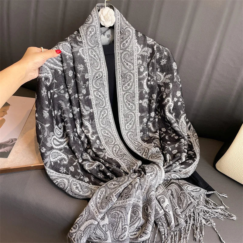 Luxury Brand Autumn Cashmere Pashmina Shawl Lady Wrap Warm Winter Scarves Design Print Female Foulard Cotton Stoles Scarf 2023 SS69