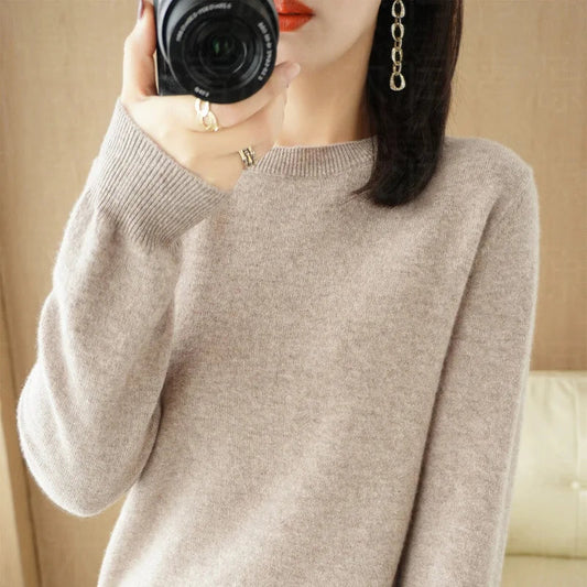Autumn And Winter Cashmere Sweater Women's Crew Neck Pullover Casual Knitted Top Women's Short Undercoat Fashion 18 Colors SS69 15.69 SKU-02 / M
