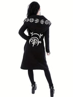 Fashion Trend Ladies Punk Moon Pattern Printing Long-sleeved Cardigan Sweater Long Style SS69