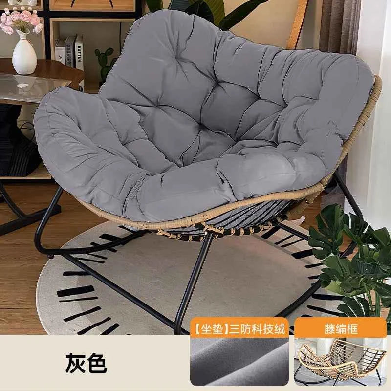 Realife Woven Rattan Rocking Chair Comfortable Soft Bag For Sitting Or Lying Lazy Rocking Chair Balcony Home Use Wrought Iron