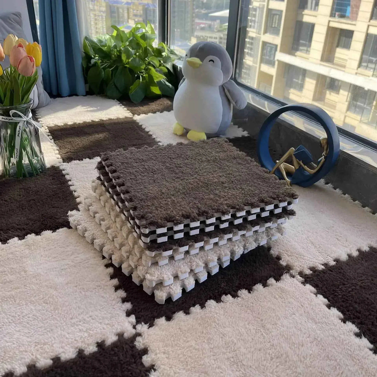 30*30CM Soft Plush Children Kids Rug Play Mat Puzzle Carpet Warm Playmat Interlocking Exercise Tiles Floor Carpet Decoration Mat