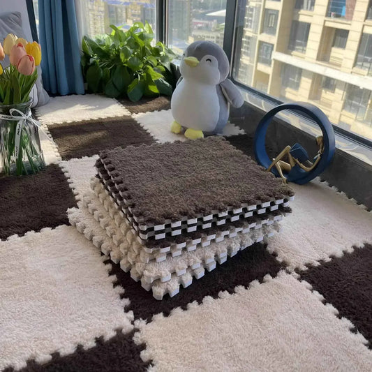 30*30CM Soft Plush Children Kids Rug Play Mat Puzzle Carpet Warm Playmat Interlocking Exercise Tiles Floor Carpet Decoration Mat