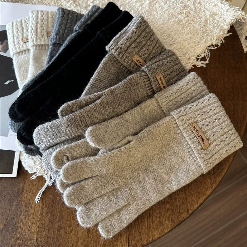 Korean Style High-Quality Women's Knitted Gloves Touch Screen Fingerless Washable Full Finger Gloves
