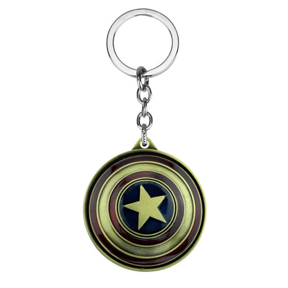 Marvel Captain America Shield Keychain Fun Rotate Relieve Anxiety Toy Keyring Avengers Car Bag Key Holder SS69