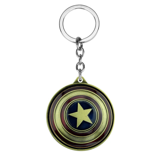 Marvel Captain America Shield Keychain Fun Rotate Relieve Anxiety Toy Keyring Avengers Car Bag Key Holder SS69