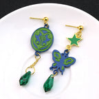 Anime JoJo Bizarre Adventure Drop Earrings Cosplay Props JOJO Kakyoin Noriaki Butterfly Cherry Earrings Ear Clip Jewelry Gift