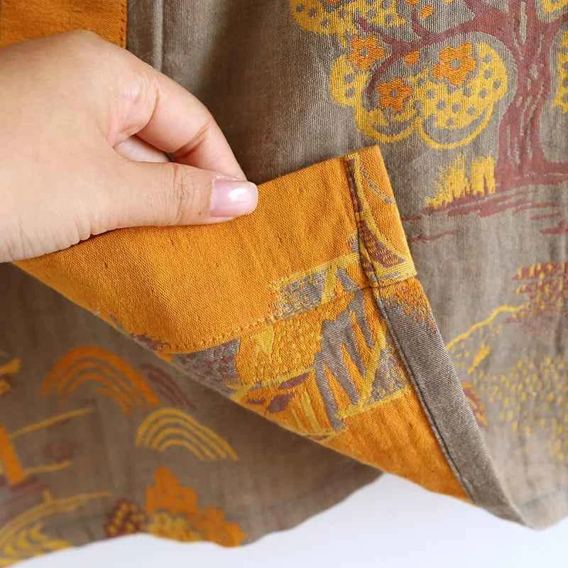 Cotton-colored Woven Jacquard Kimono Robes with Belt Loose Men's Long Sleeve Large Size Yukata Sweat-steamed Clothes