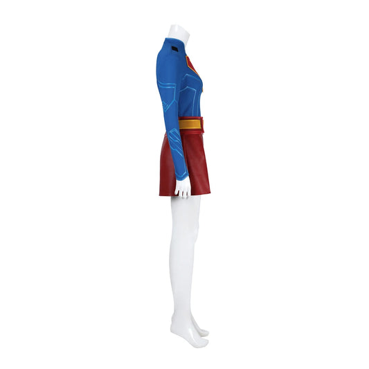 SS69 Supergirl Cosplay Costume Set with Jumpsuit, Cape, and Belt - Elastane