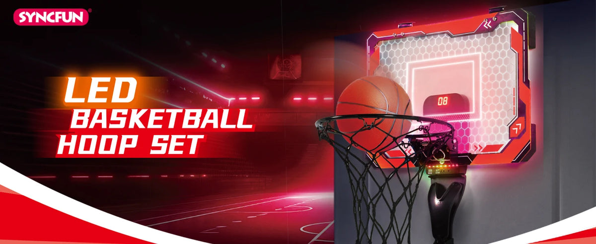 JOYFY LED Indoor Basketball Hoop with Scoreboard & 4 Balls